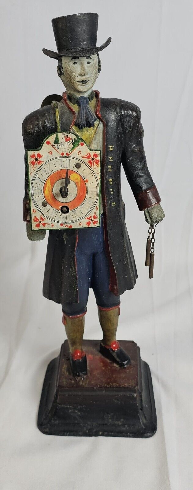 Vintage Antique Cast Iron JVE -style Figural Bavarian Winter Seller's Clock