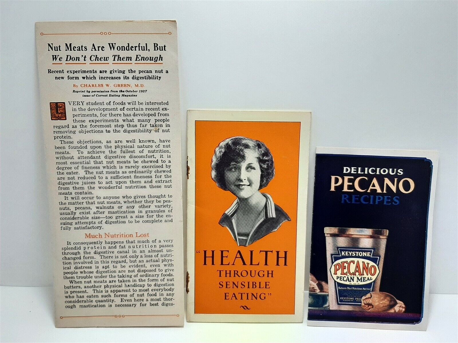 1926 Keystone Pecan Co. Health Book, Pecano Advertisement & Nut Meat Specs JJ