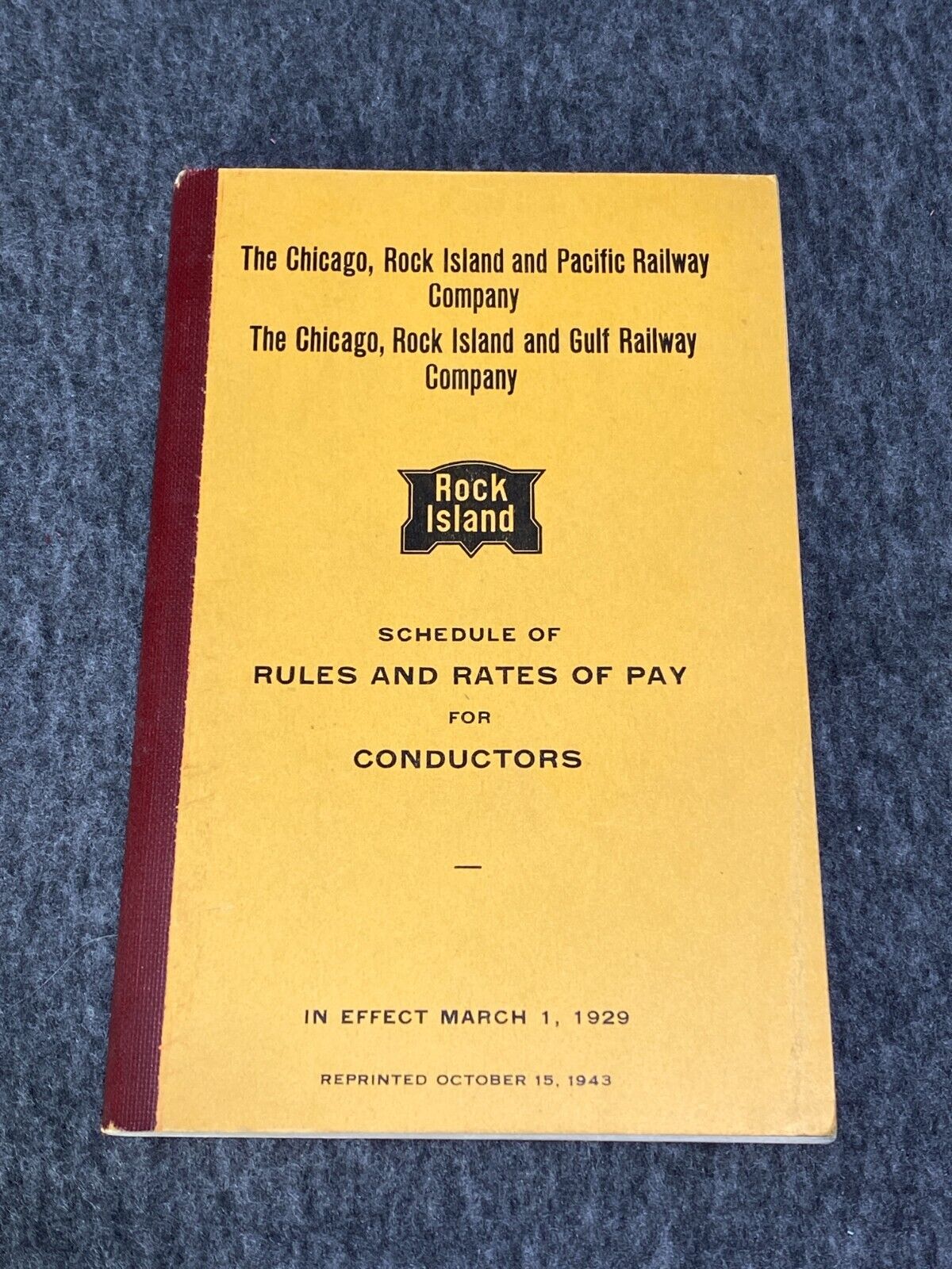 1929 1943 Rock Island Rules and Rates of Pay for Conductors booklet WWII era
