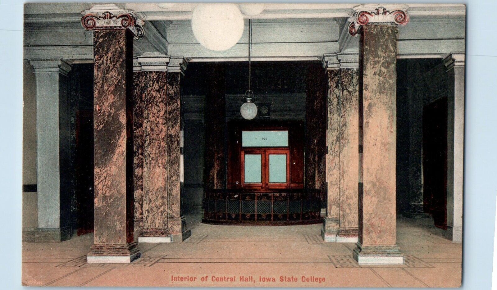 Davenport Iowa IA Postcard Interior Central Hall Iowa State College 1911 Vintage