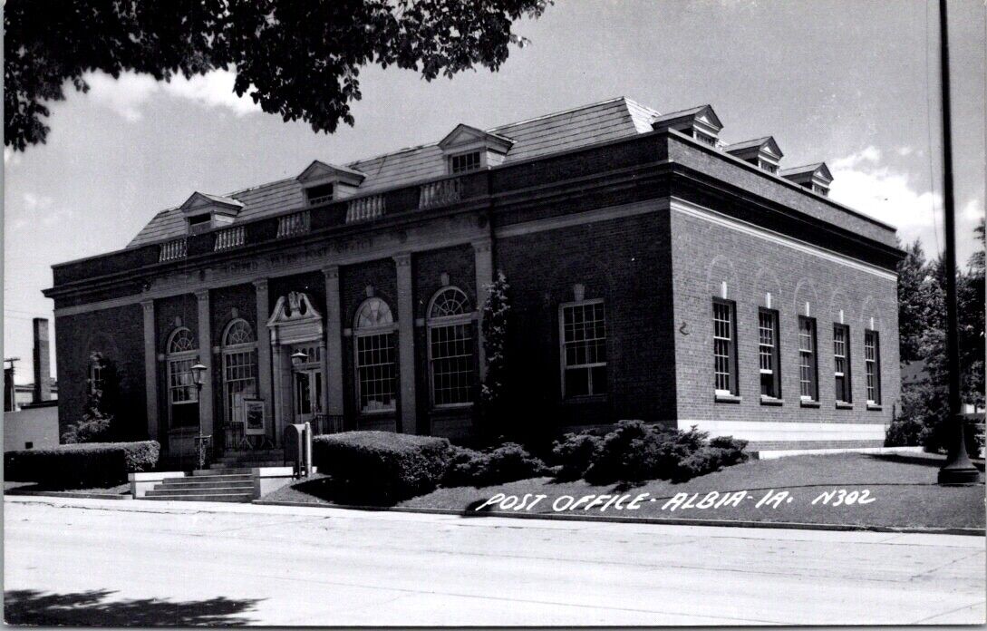 Real Photo Postcard United States Post Office in Albia, Iowa