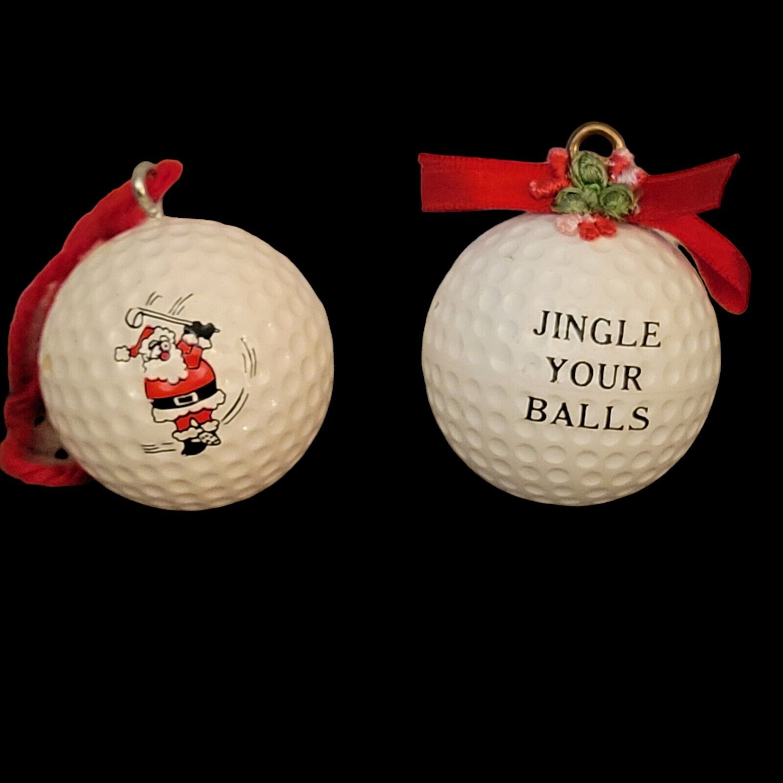 Set Of 2 Golfball Christmas Tree Ornaments For The Golfer In Your Family 