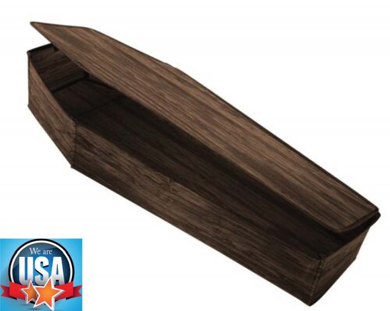 60in. Brown Realistic Wooden Coffin with Lid Halloween Decoration 
