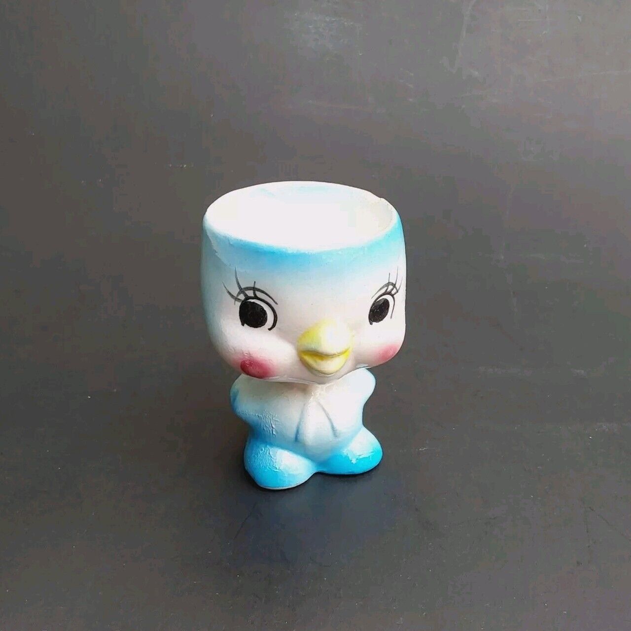 Vintage 1950's Anthropomorphic  Egg Cup Blue Bird Japan Chipped