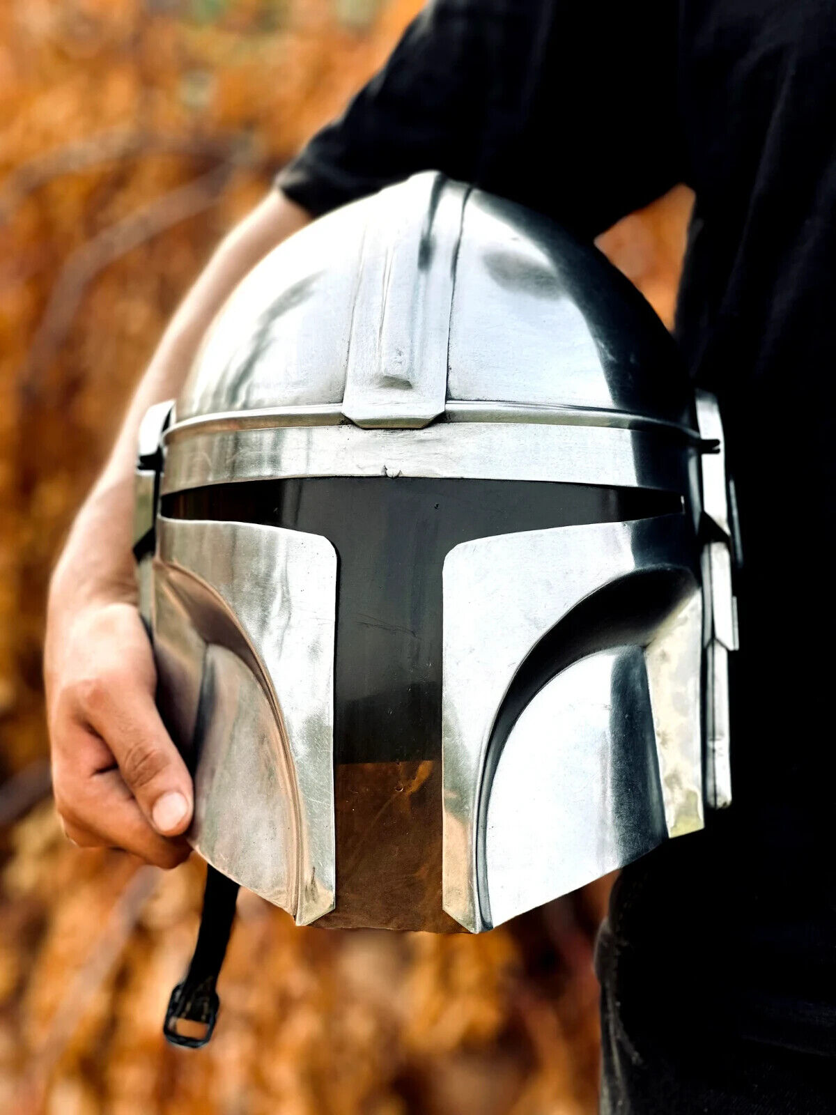 The Mandalorian Steel Helmet With Liner and Chin Strap | Star Wars Helmet