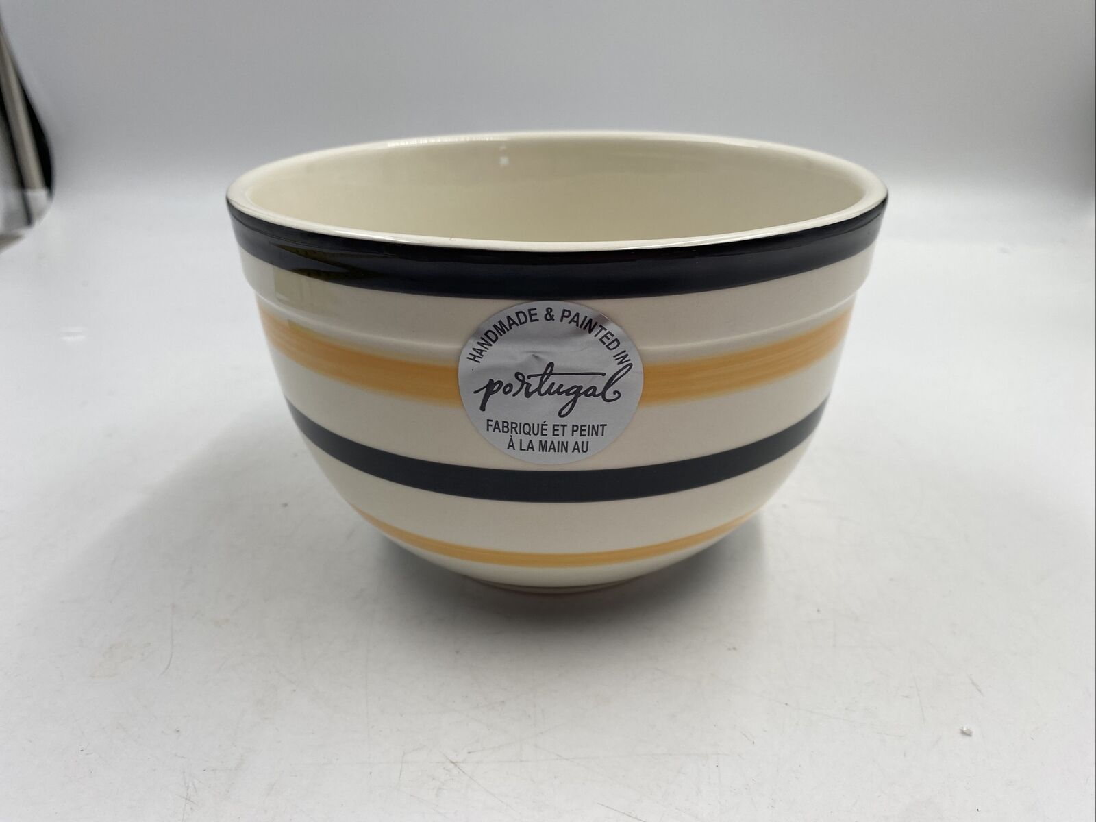 Made in Portugal Ceramic 7x5in Orange and Black Serving Bowl Medium CC02B36002