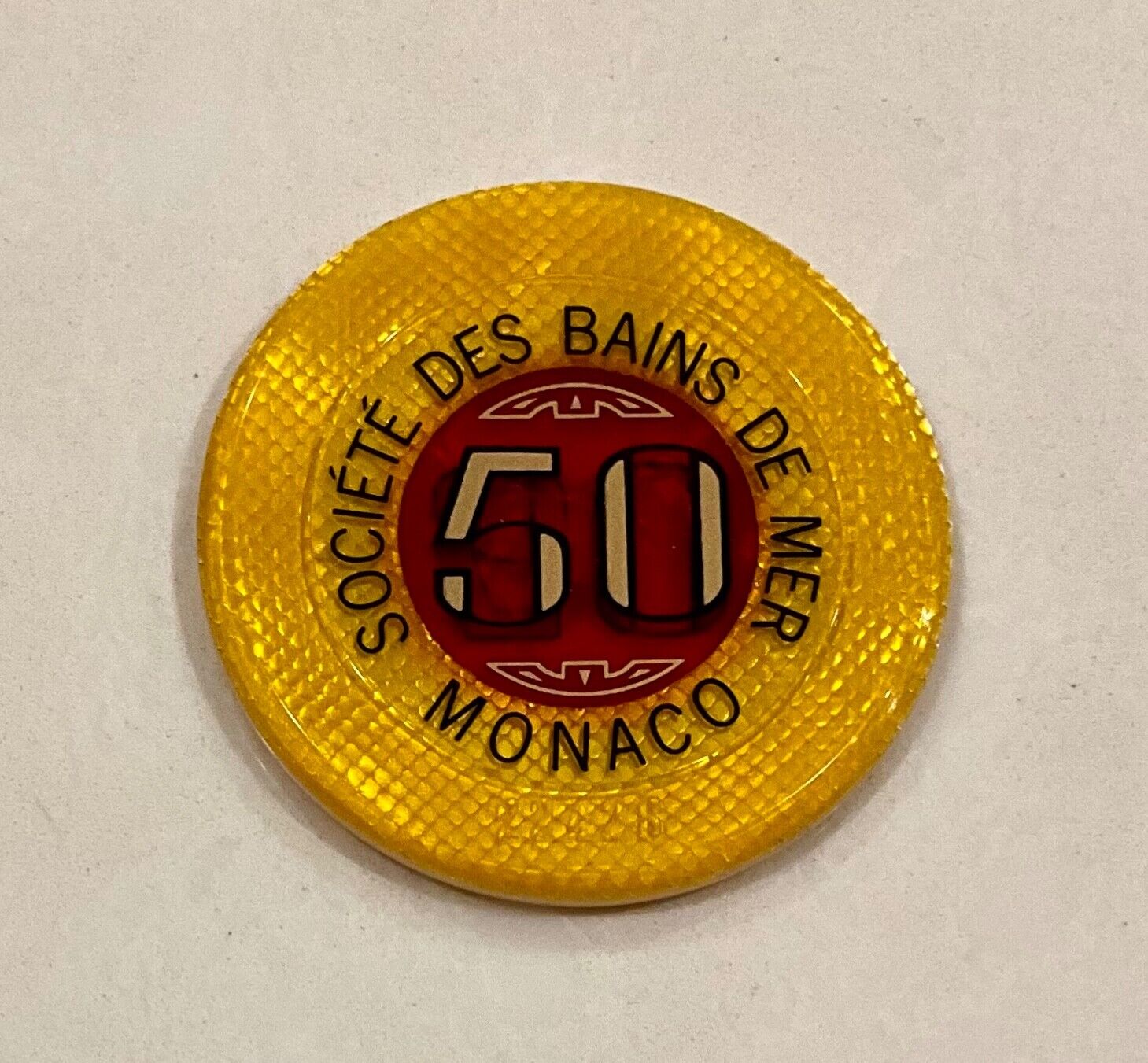 Societe Des Bains De Mer Monte Carlo Casino Monaco 50 Franc Jeton Chip Authentic