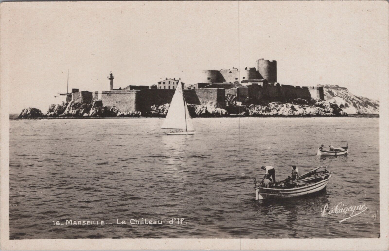 c1940s RPPC Marseille France Le Chateau-d\'If & Boats Real Photo Postcard 5249.9