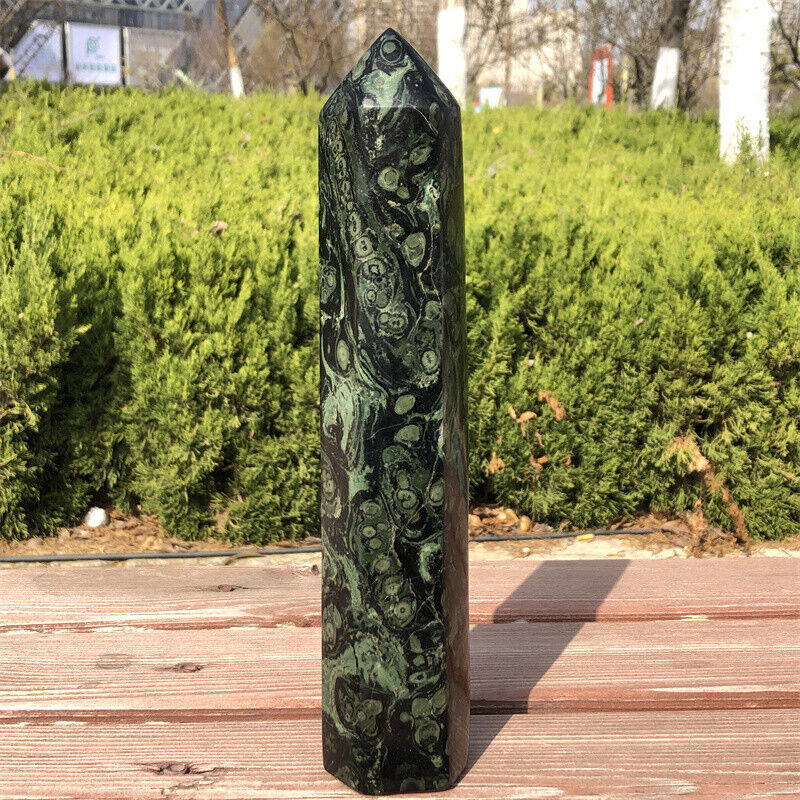 2.64LB,Natural Finch-eye stone Quartz Carved Crystal Column Healing1pc,a5802