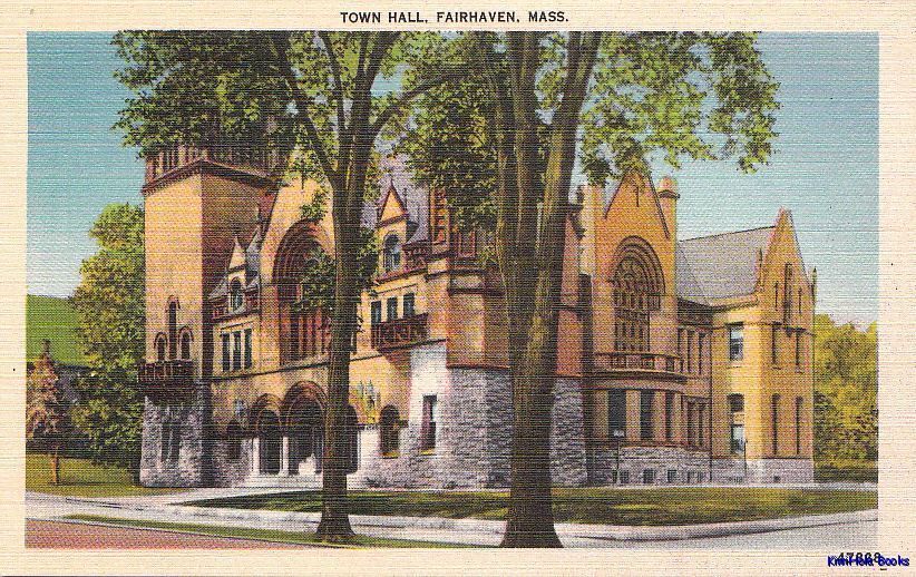  Postcard Town Hall Fairhaven MA