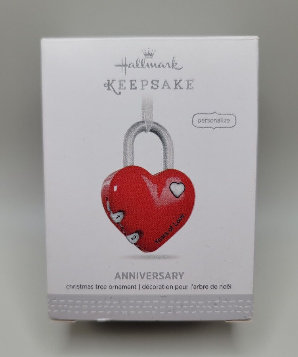 Hallmark Keepsake 2016 Personalizable Anniversary Metal Heart Lock Ornament NIB