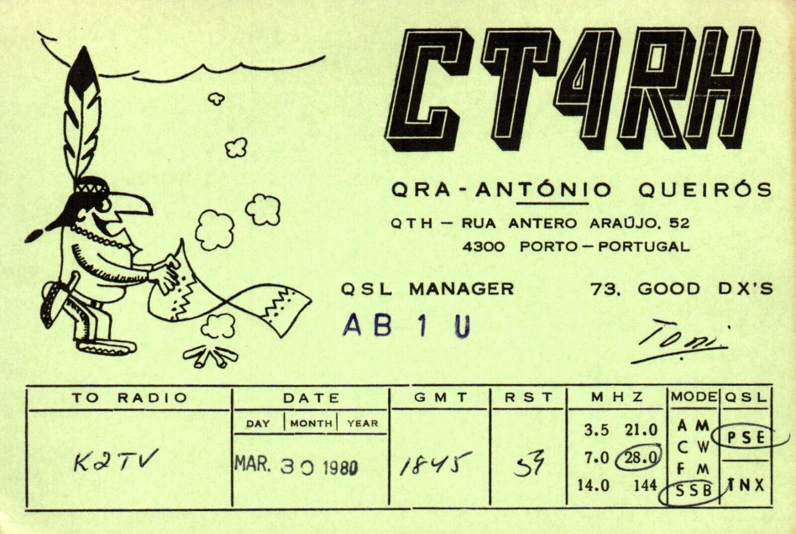 Porto Portugal CT4RH QSL Radio Postcard