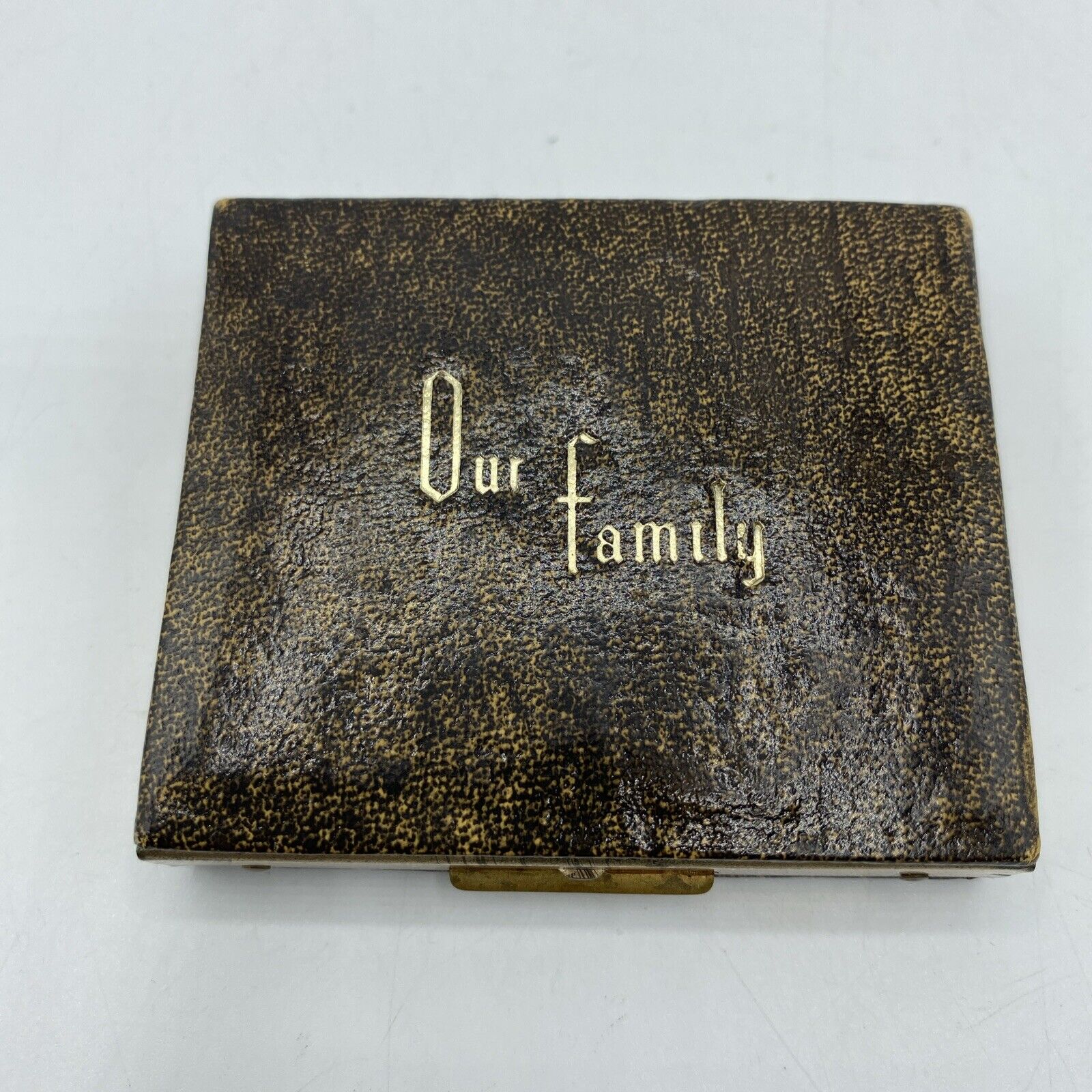 Vintage Compact Pocket Photo Album Our Family Brass Latch