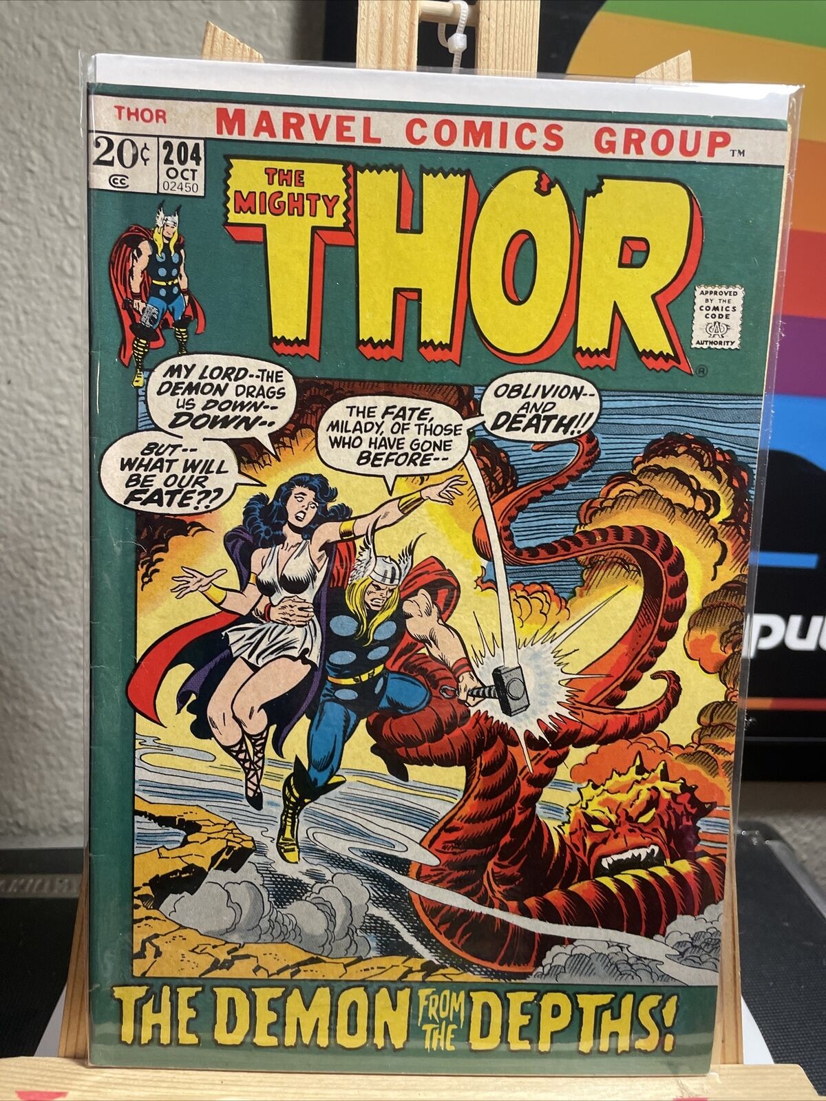 Thor #204 Marvel Comics 1972 John Buscema art / Hildegarde / Odin / Mephisto 