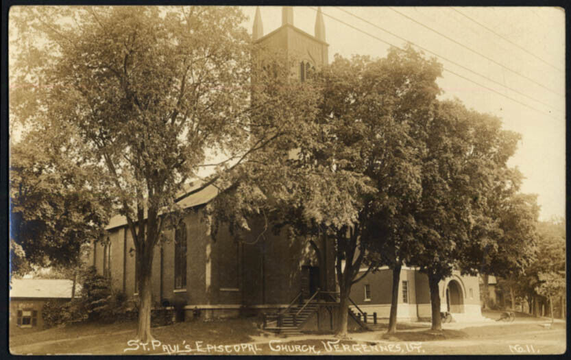 St Paul\'s Episcopal Church Vergennes VT RPPC postcard ca 1910