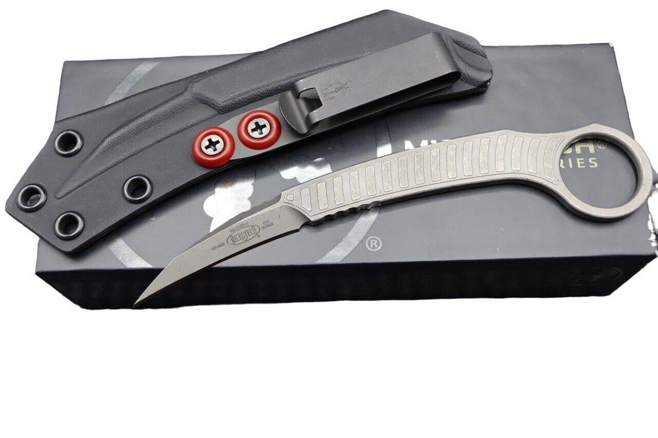 Microtech 215-10APS Feather Karambit Knife and Sheath - Free Microtech Patch