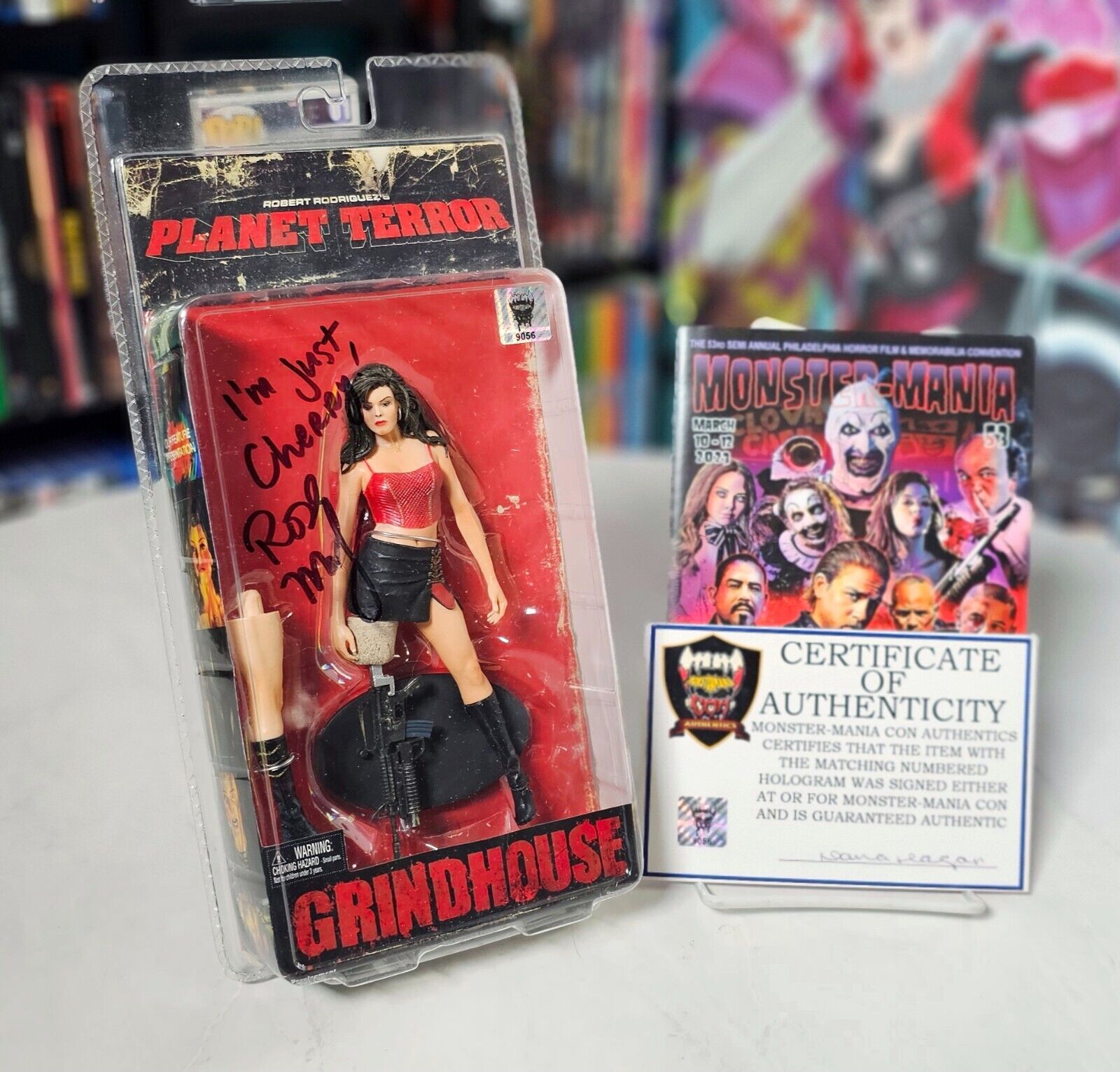 SIGNED w/ QUOTE ROSE McGOWAN NECA PLANET TERROR GRINDHOUSE CHERRY DARLING FIGURE