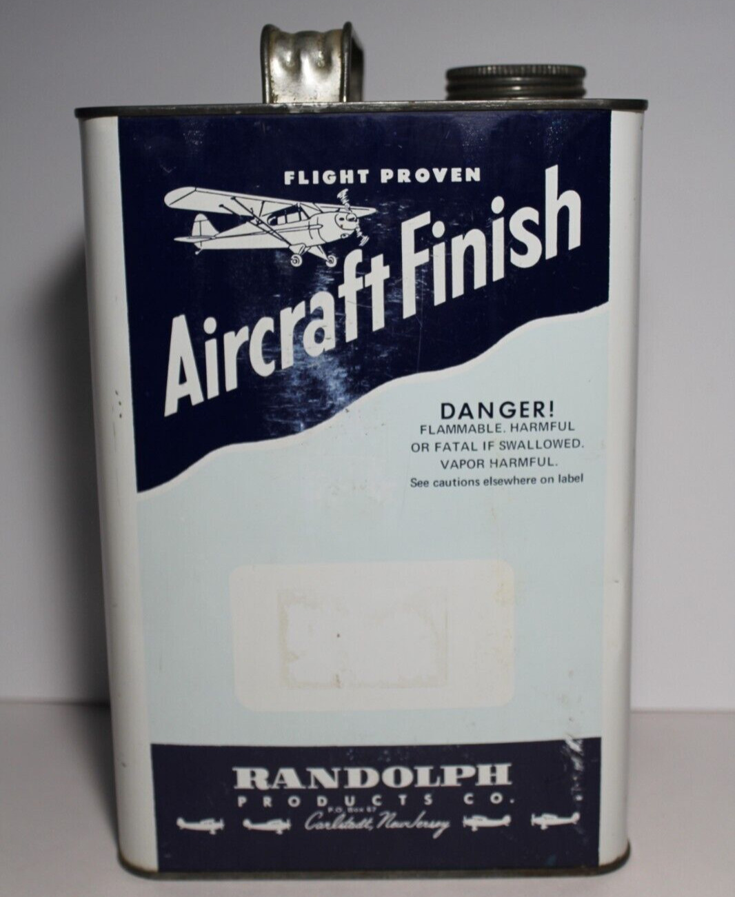 Vintage Randolph Aircraft Finish 1 One Gallon Can Paint Can Oil Can Carlstadt NJ