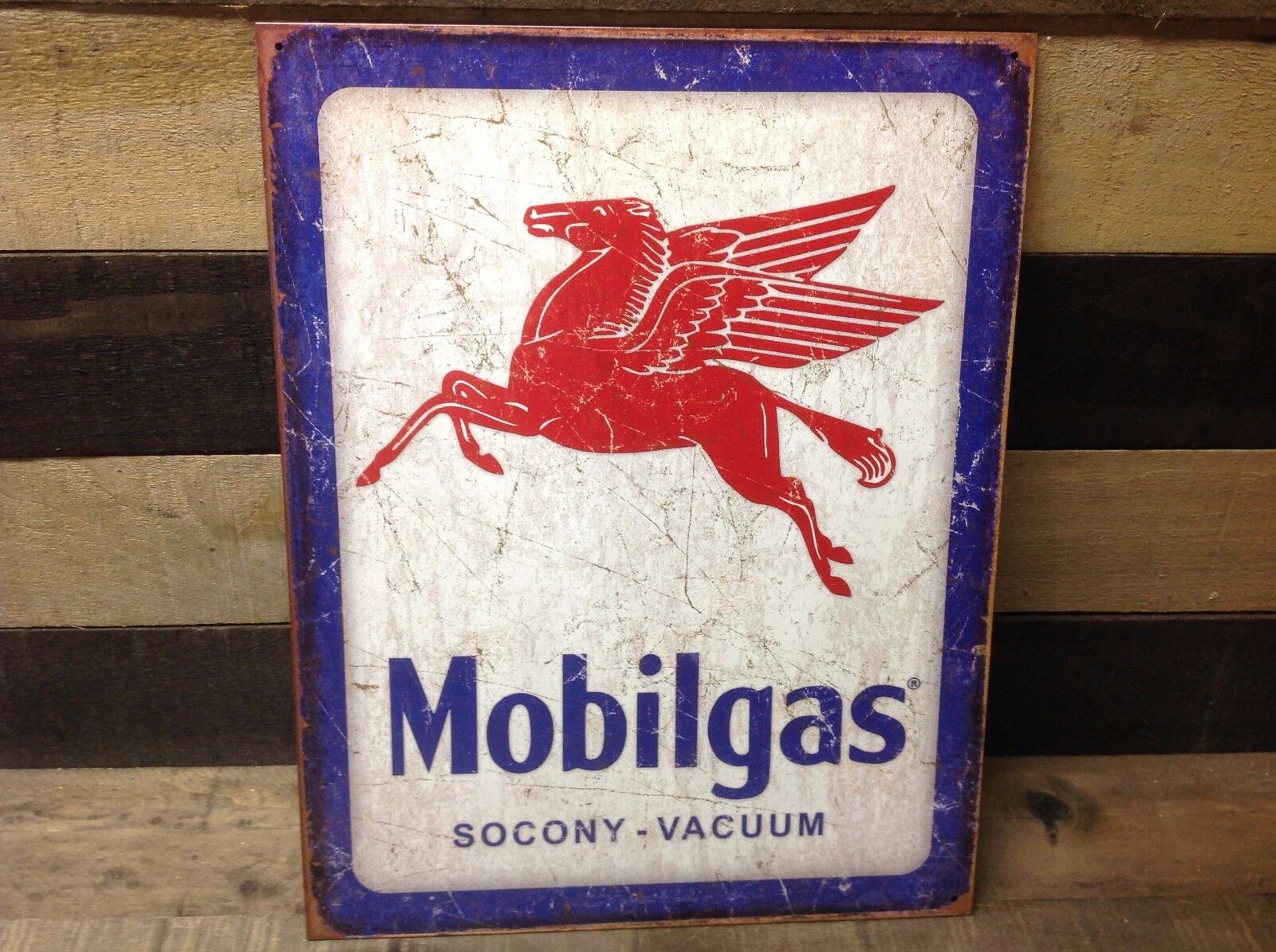 Mobilgas Socony Vacuum Metal Sign Tin Vintage Pegasus Auto Gas Oil Garage Shop