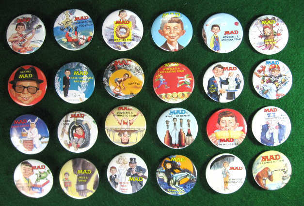 MAD MAGAZINE 24 Promo Pinback Buttons Pins RARE 1987