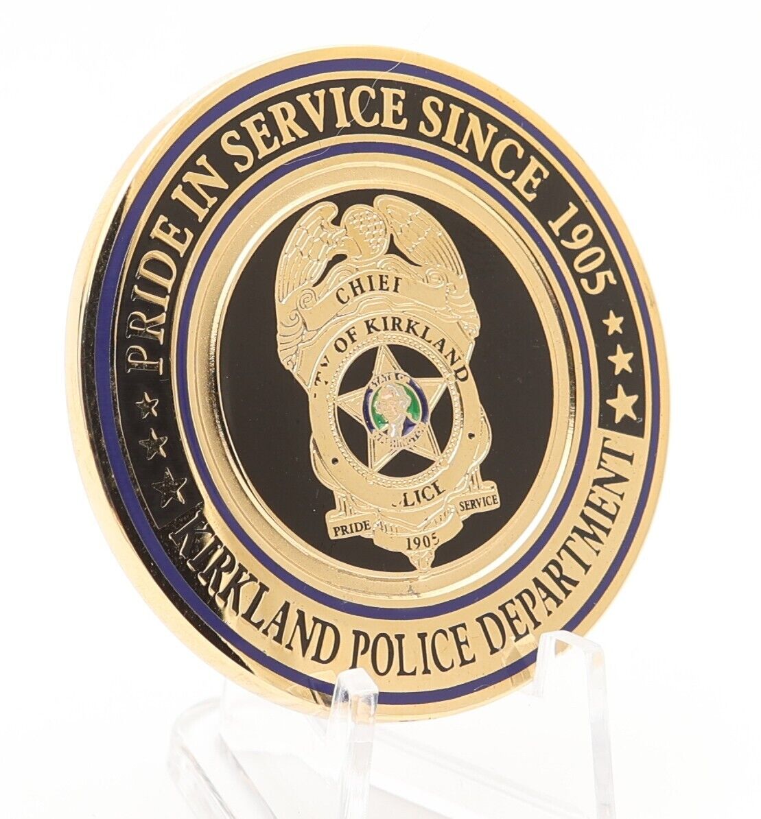 CITY OF KIRKLAND POLICE DEPARTMENT WASHINGTON CHIEF OF POLICE CHALLENGE COIN 003