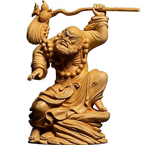 Statue Of Daruma Daishi Wu Luxury Natural Boxwood Wood Carving Bodhidhar #KU0822