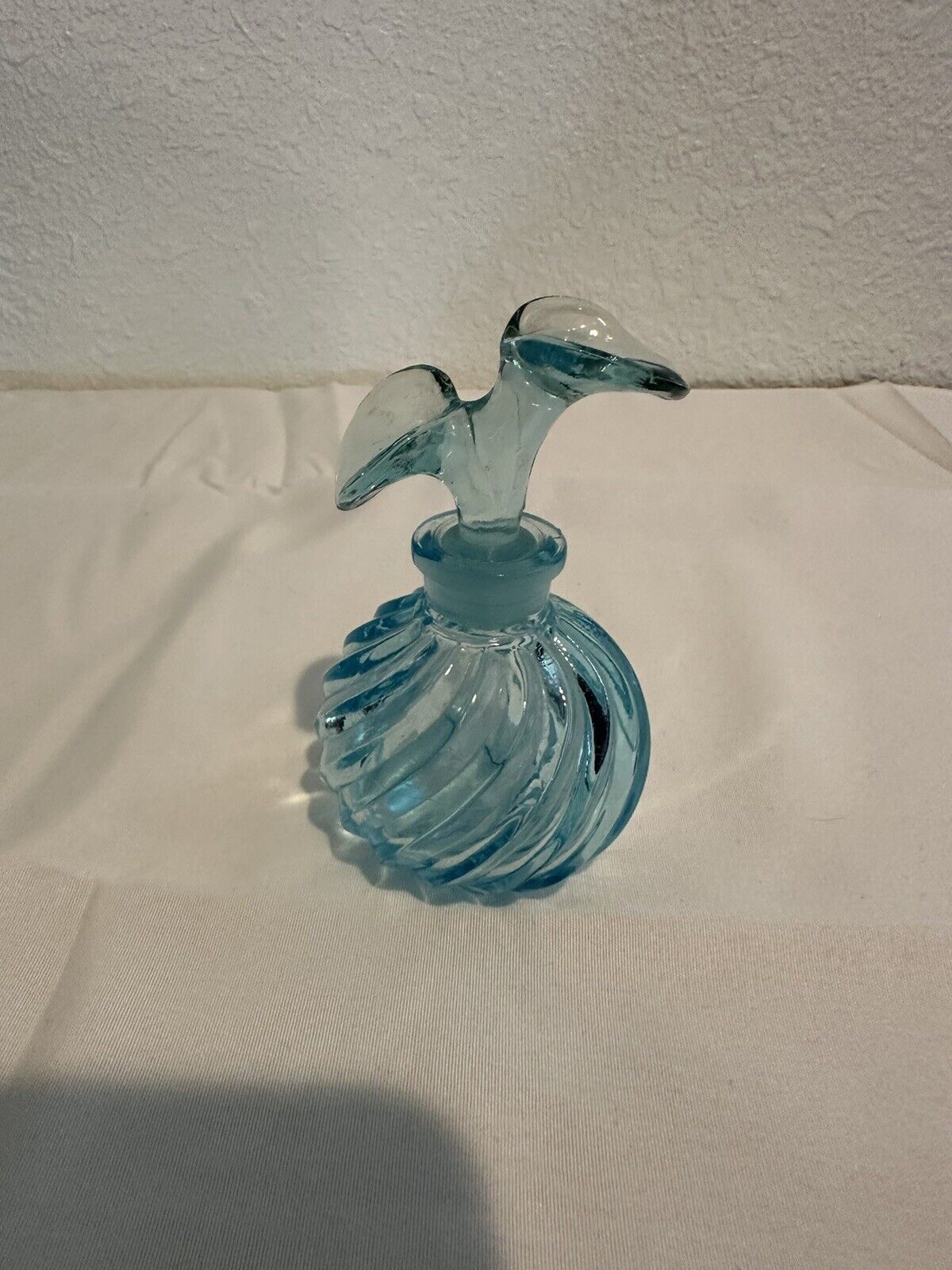 Vintage art deco Blue Perfume Bottle With Stopper  4”.