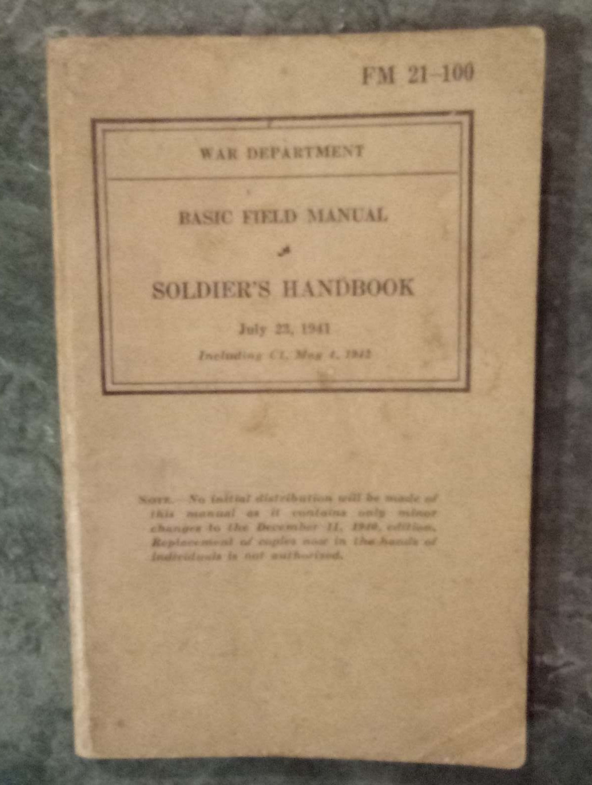 War Department Basic Field Manual Soldiers Handbook WW2 World War 2 July 1943