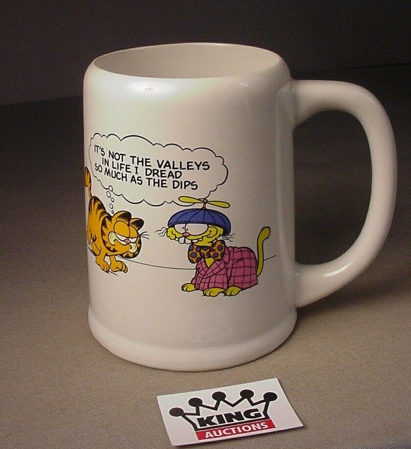 Enesco Garfield Cat Coffee Cup Beer Stein 1978 Cartoon Ceramic Mug Dread the Dip