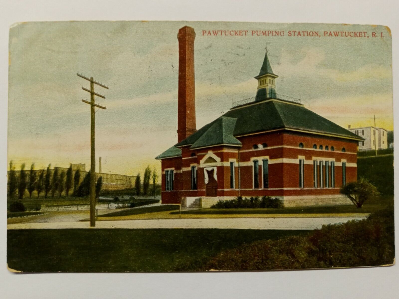 Pawtucket Pumping Station Rhode Island Vintage Postcard Posted 1907