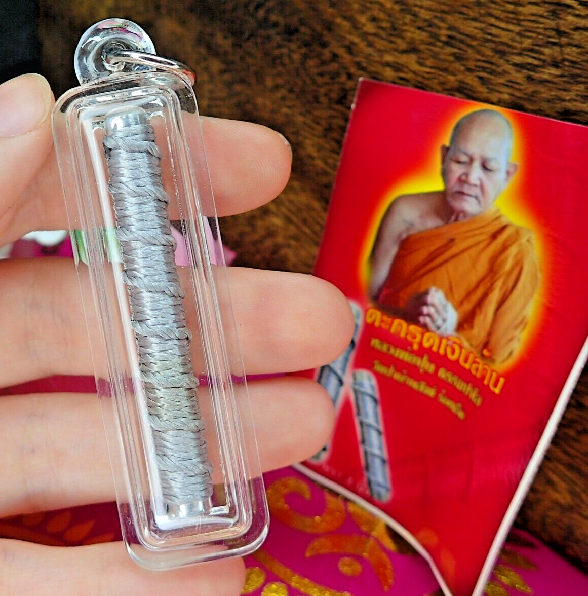 Gambling Takrud Money Buddha Amulet Blessed Thai Wealth Charm Takrut Pendant