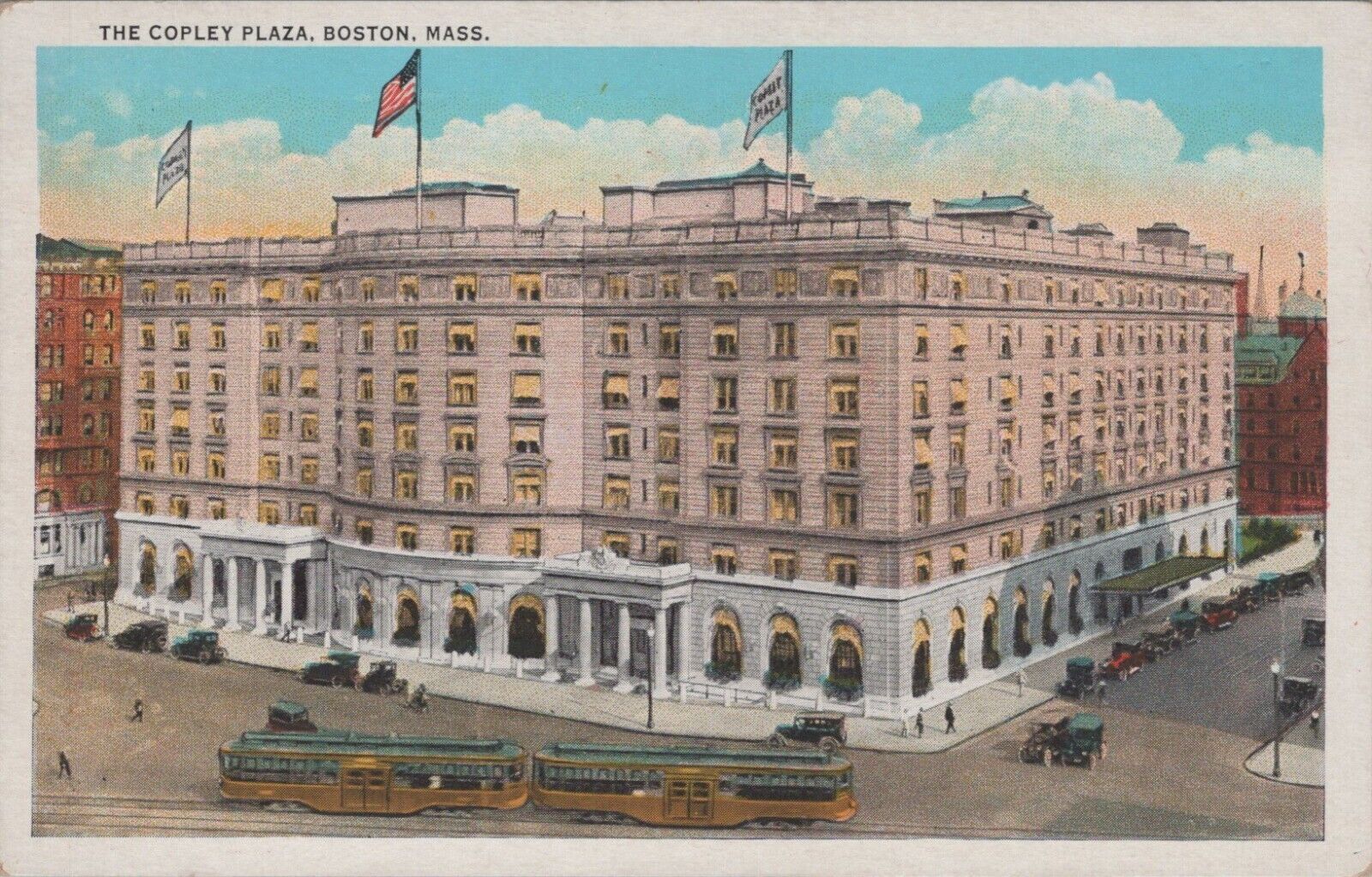 Boston Massachusetts Copley Plaza Square Exclusive Hotel Postcard