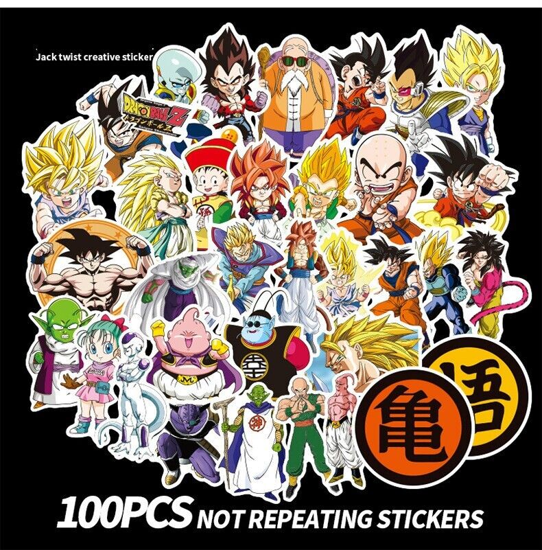 100Pc Anime Dragon Ball Z Super Saiyan Goku Vegeta Piccolo Pan Bulma Sticker DBZ
