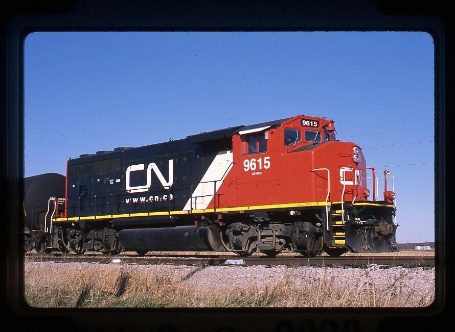 Original Railroad Slide CN Canadian National 9615 GP40-2LW west of Newton, IL