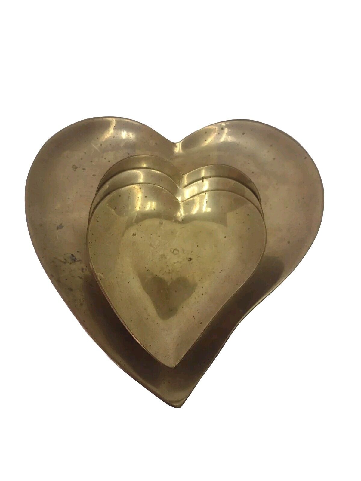 Vintage Solid Brass Nesting Hearts Decor Pot Holders