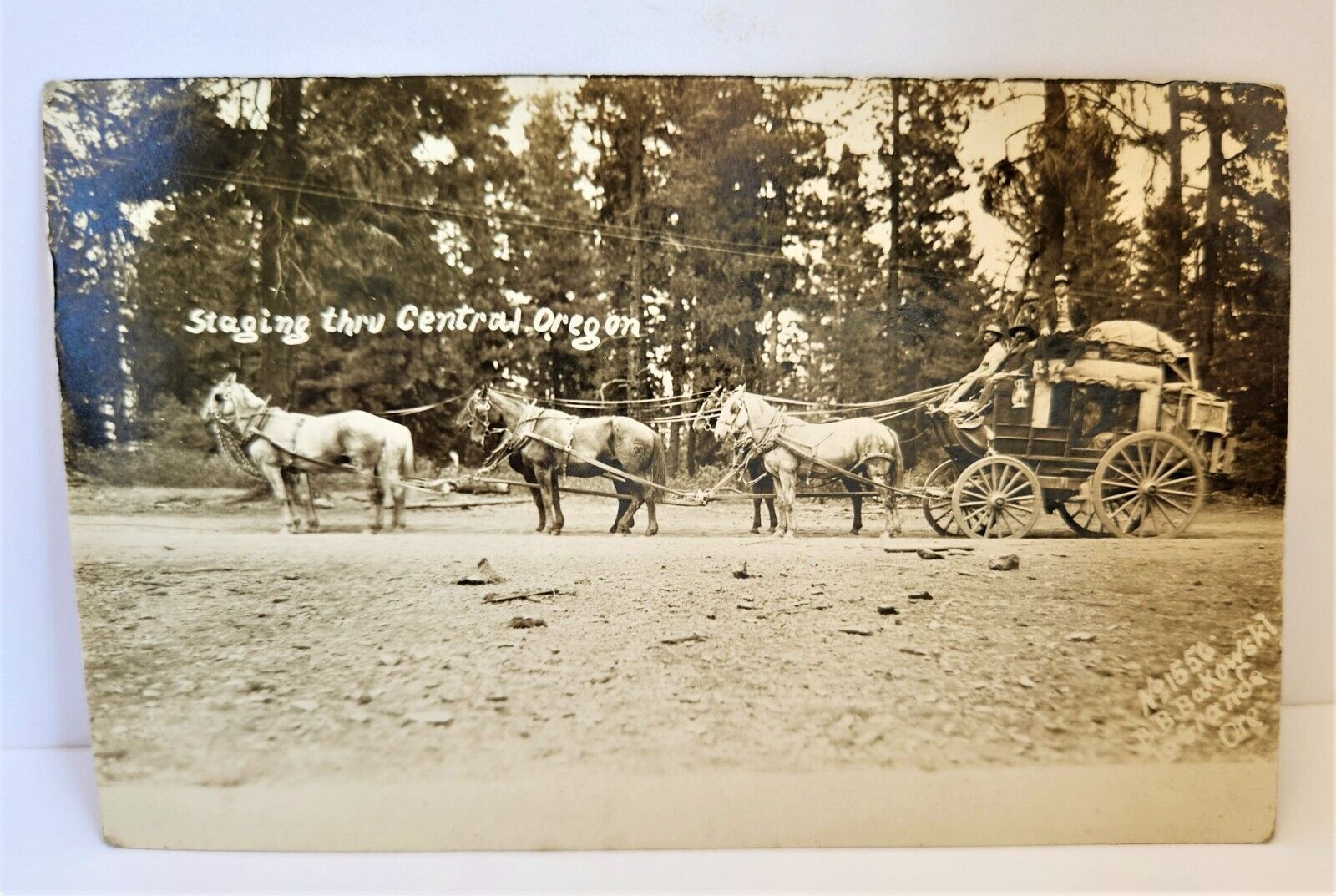 RPPC Stage Coach Central Oregon BB Bakowski La Grande Ore Early 1900's Antique