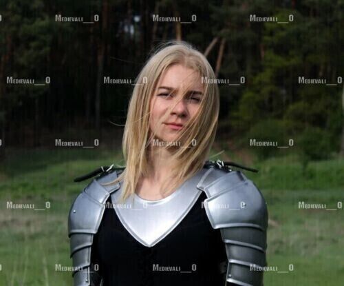 18G Steel Medieval Larp Pair of Pauldrons&Gorget Female Pauldrons Fantasy Armor