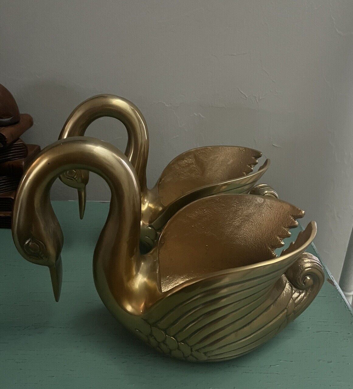 NWT 2 Genuine Brass Swan Planters  Figurines Decor Made In India