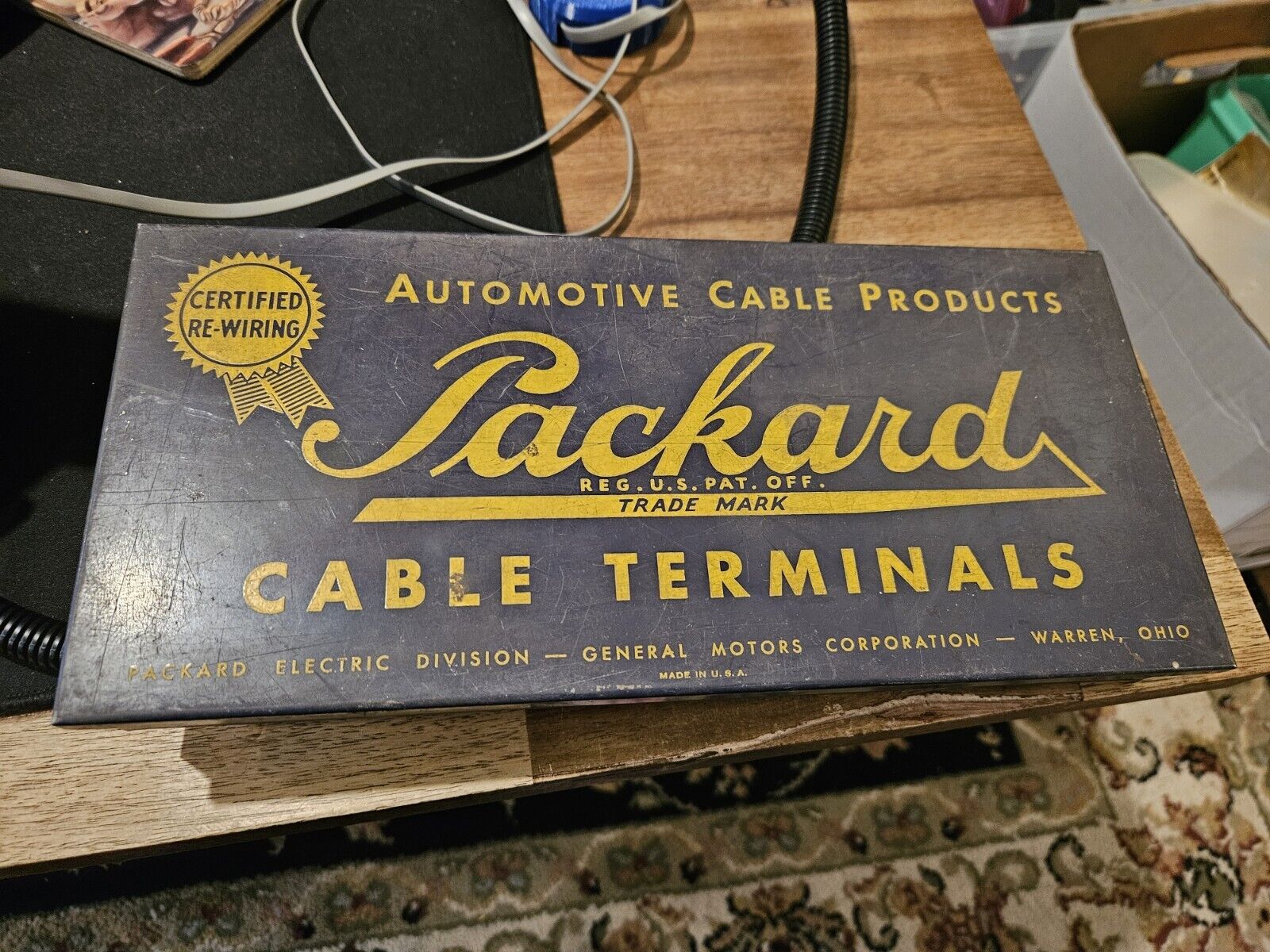 Vintage Packard Automotive Cable Terminals Metal Box GM Warren OH