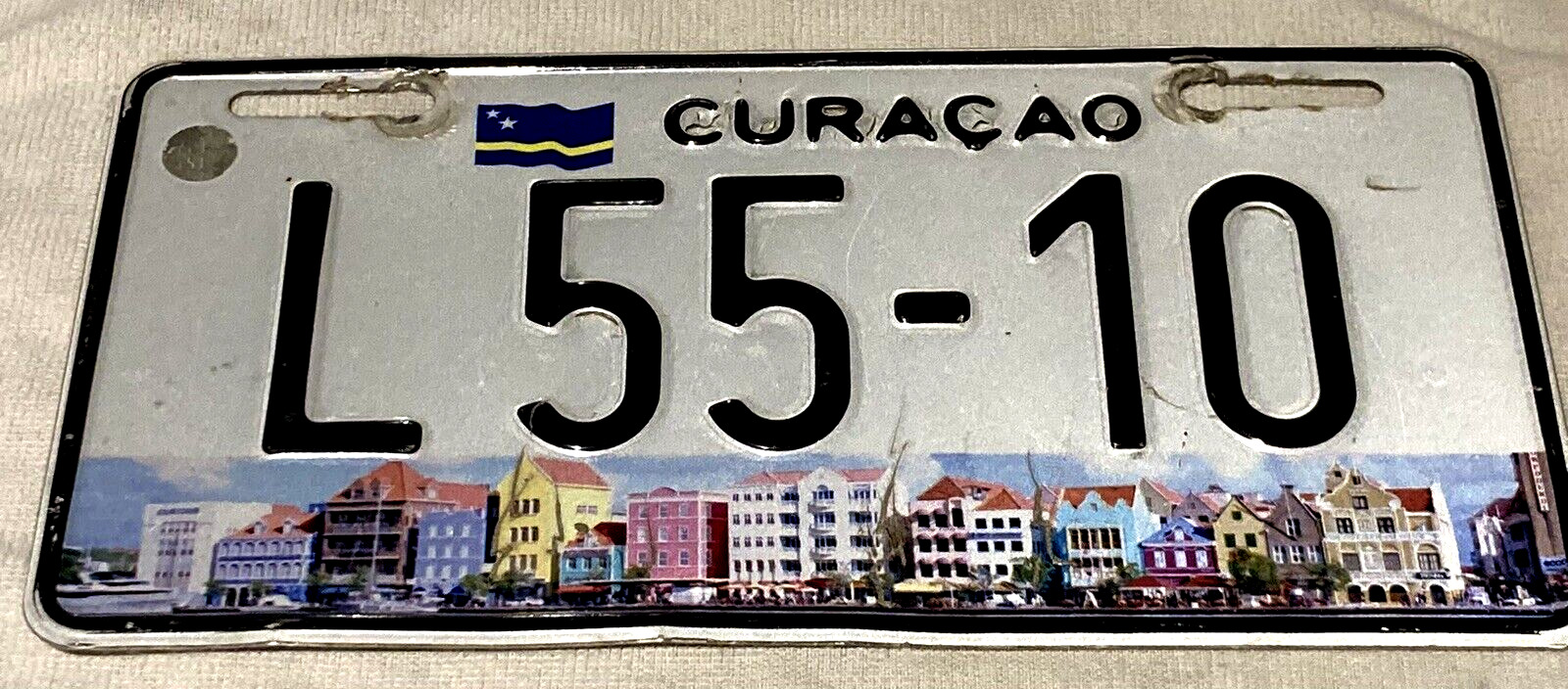 2014 Curacao license plate Flag Graphic Willemstad Skyline Caribbean L 55-10 tag