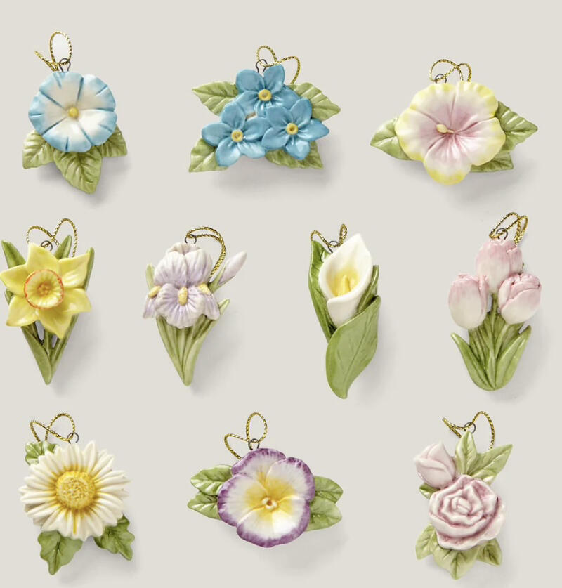 LENOX   Mini Ornament   Celebrate Flowers  10-Piece Set  NEW