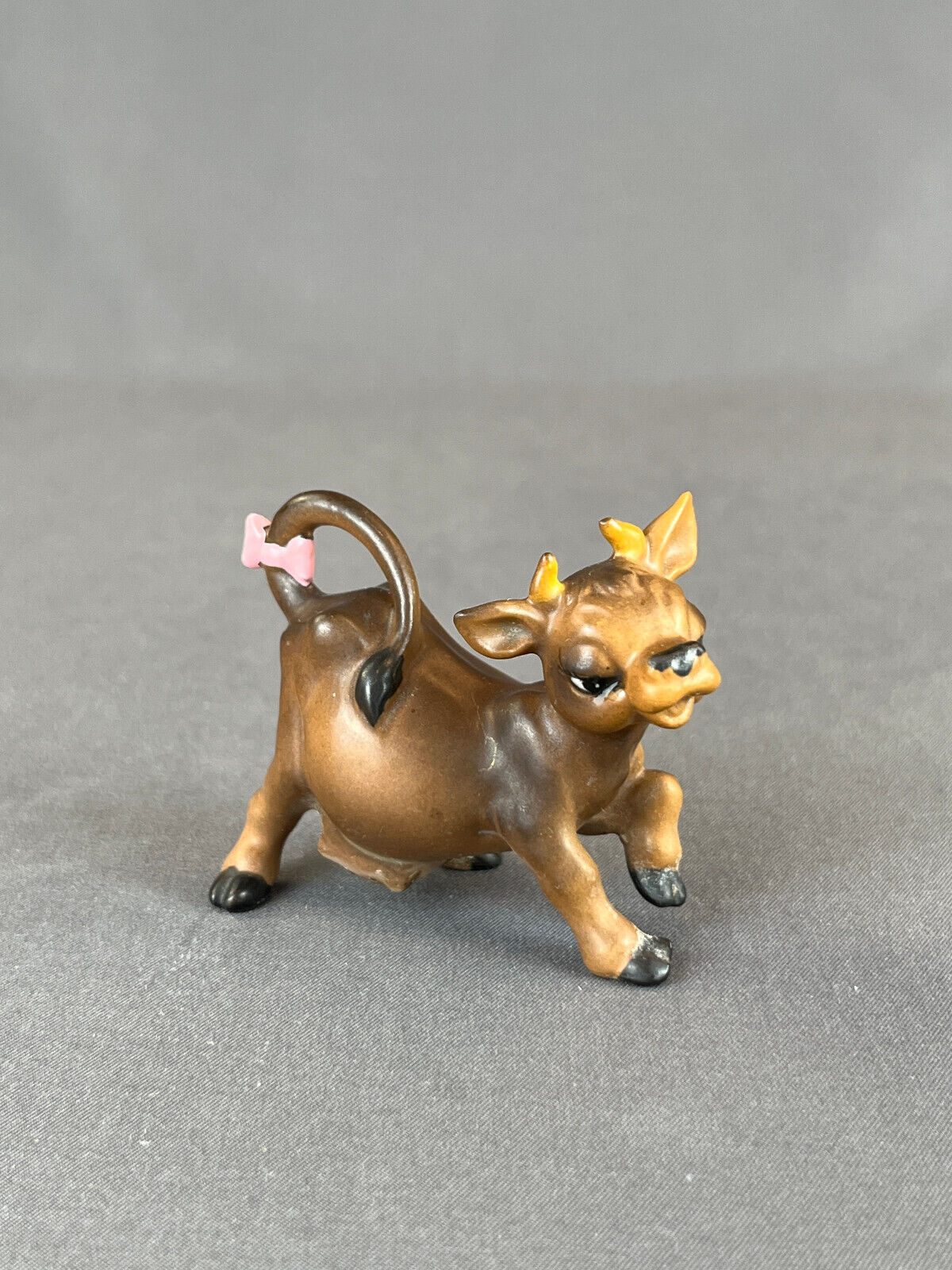 Josef Originals Miniatures COW  w/Pink Bow  2”  Figurine