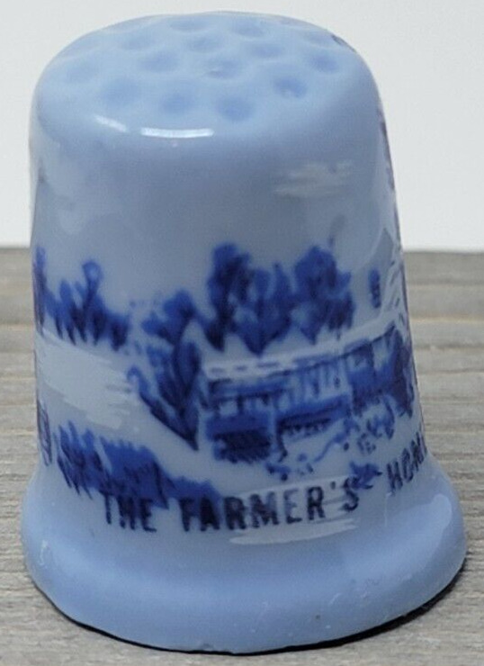 Vintage Unbranded The Farmer\'s Home Winter Currier & Ives Thimble Collectibe