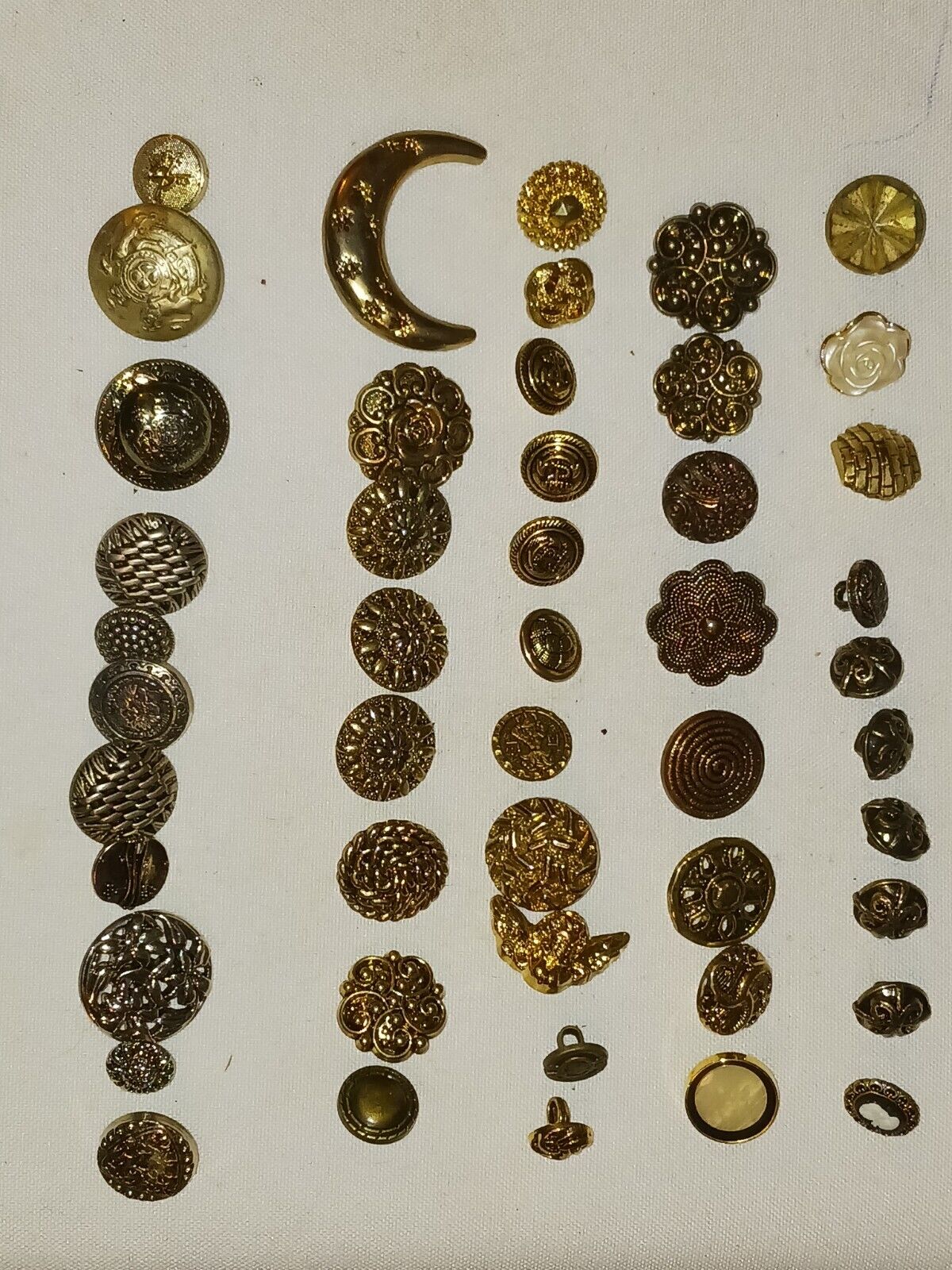 LOT of 48 Vintage Plastic Metal Look Buttons Various Shapes and Sizes (#372)