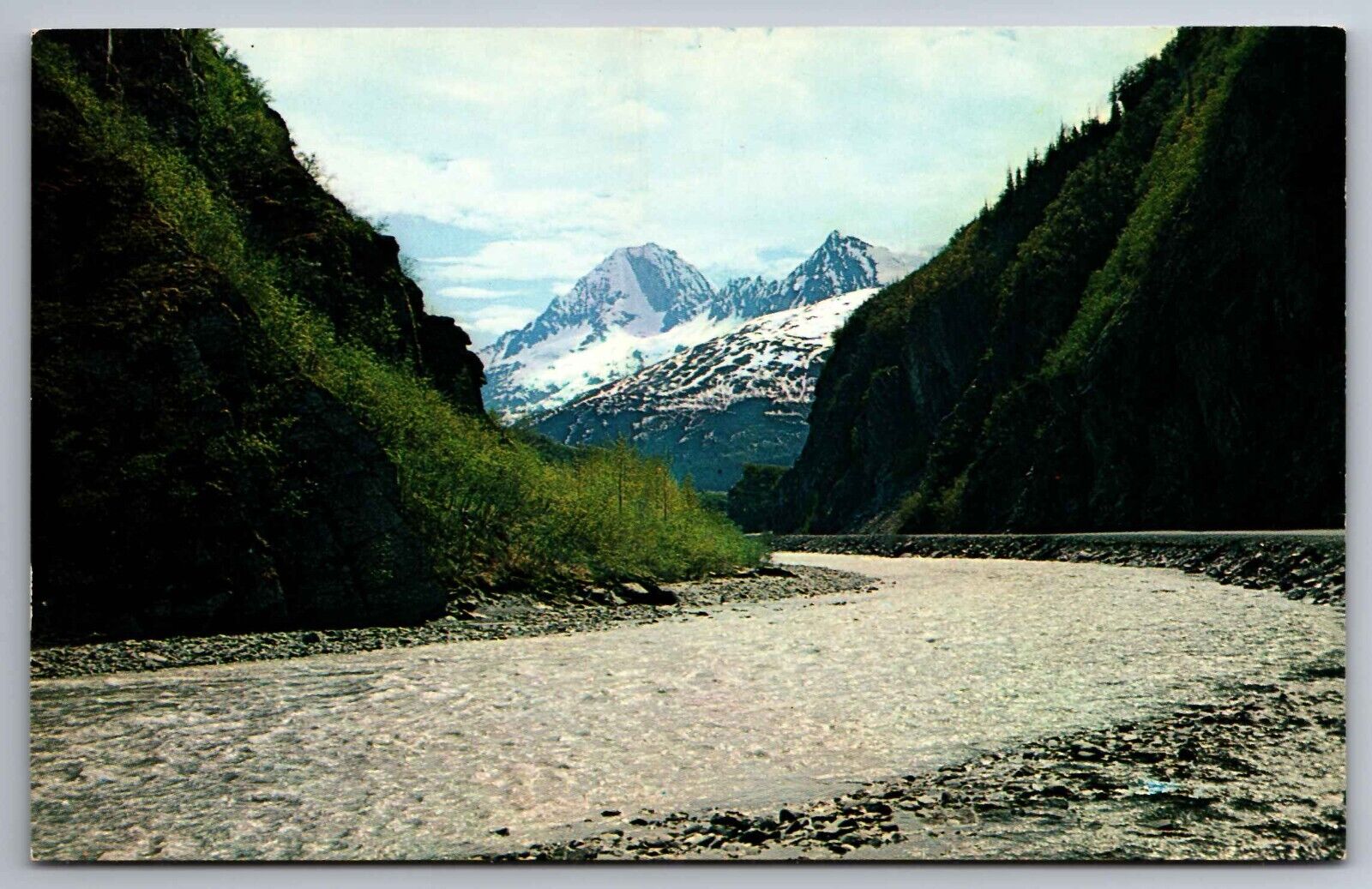 Postcard Thompson Pass and Lowe River with Sugarloaf Mountain Valdez Alaska G 17