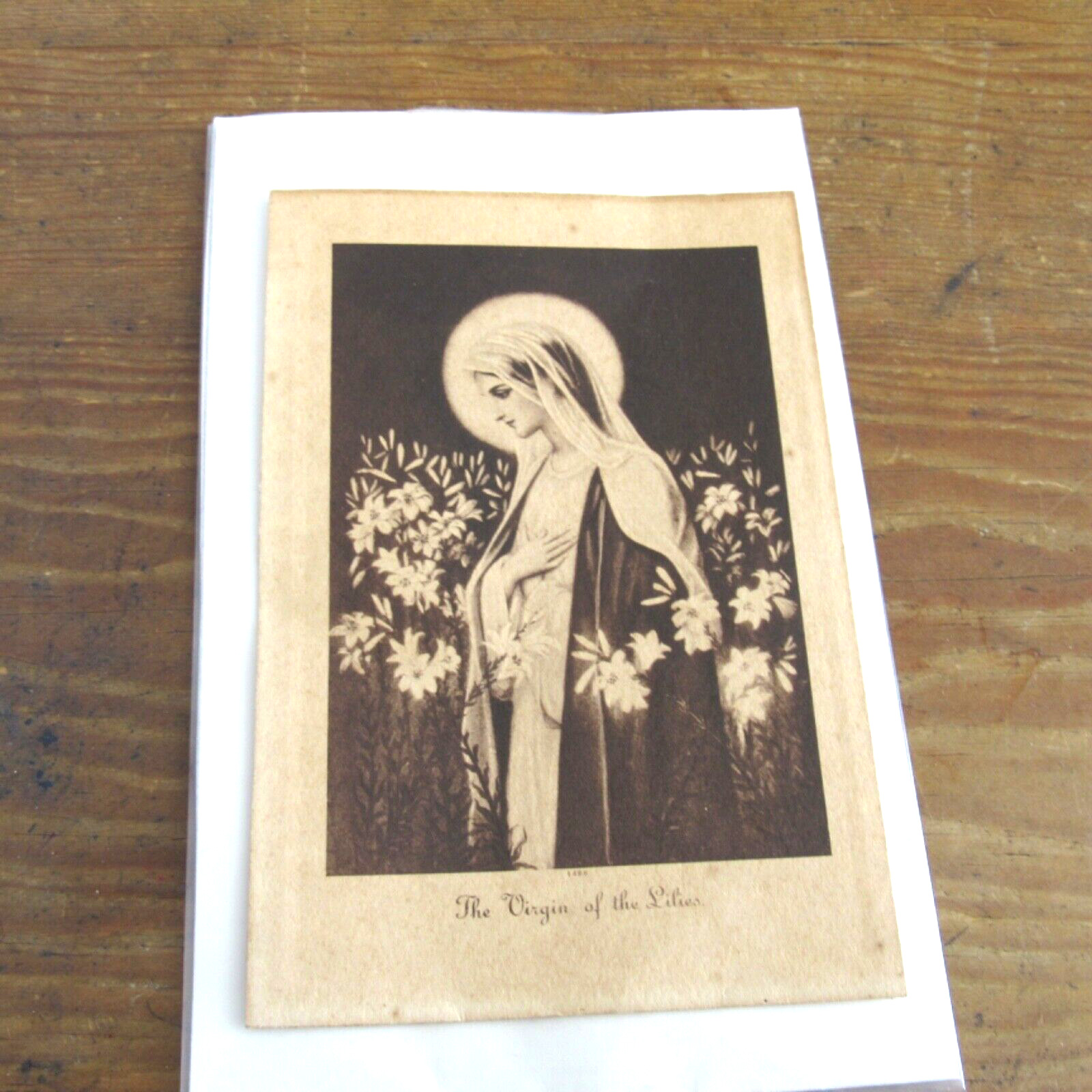 Vintage Picture of Mary Virgin of The Lilies 1930\'s Single Image Catholic