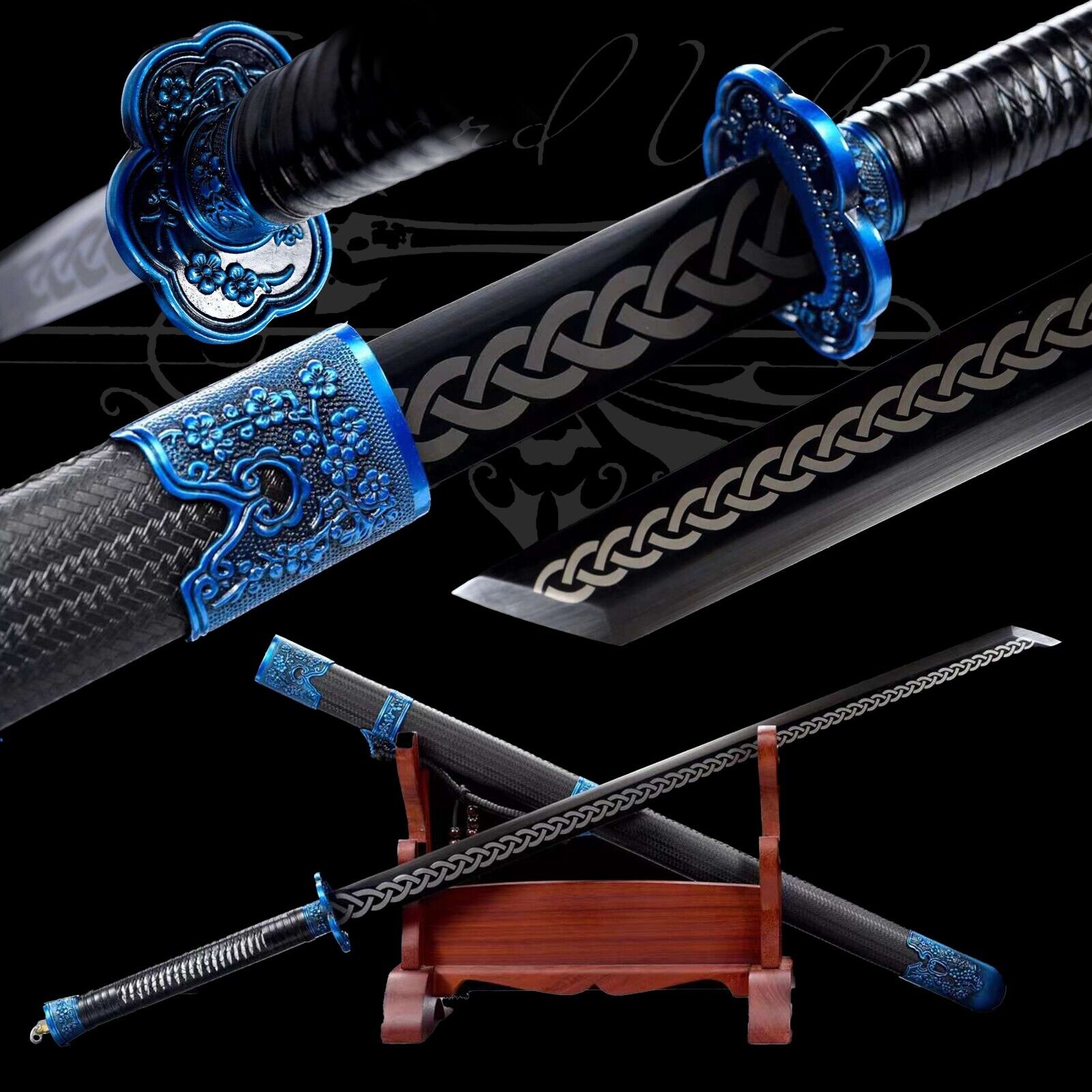 Handmade Katana/Manganese Steel/Sharp/Full Tang/Real Sword/Collectible/Blue