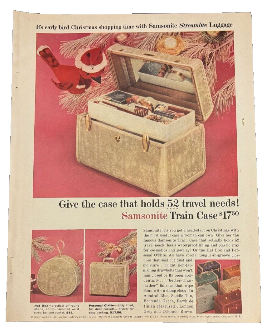 1956 Samsonite Train Case vintage print ad - Streamlite Luggage