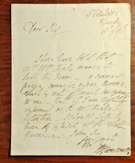 Admiral Sir William Cornwallis (1744-1819) Autograph ~ Signed Letter