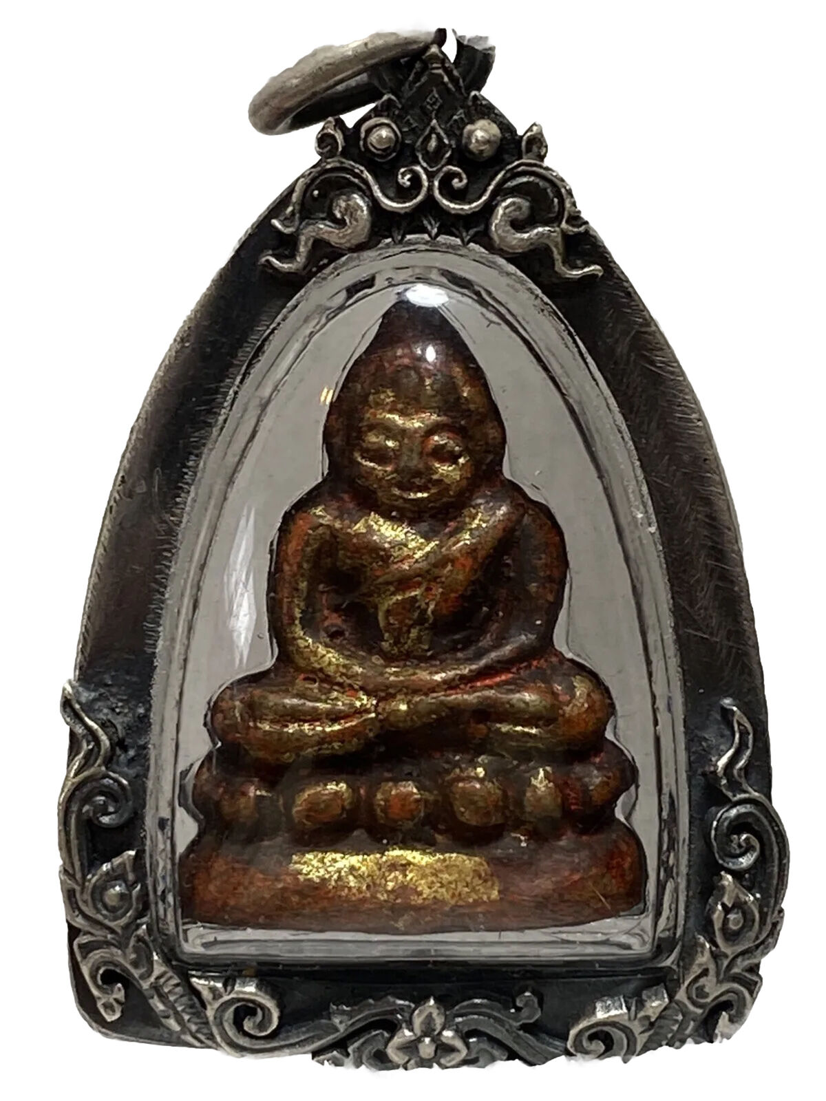 Phra Chai Bucha,L P Boon,Phim Tor ,Rare,Thai Buddha Real silver Casing